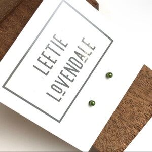 Leetie Lovendale Olive Green Stud Earrings